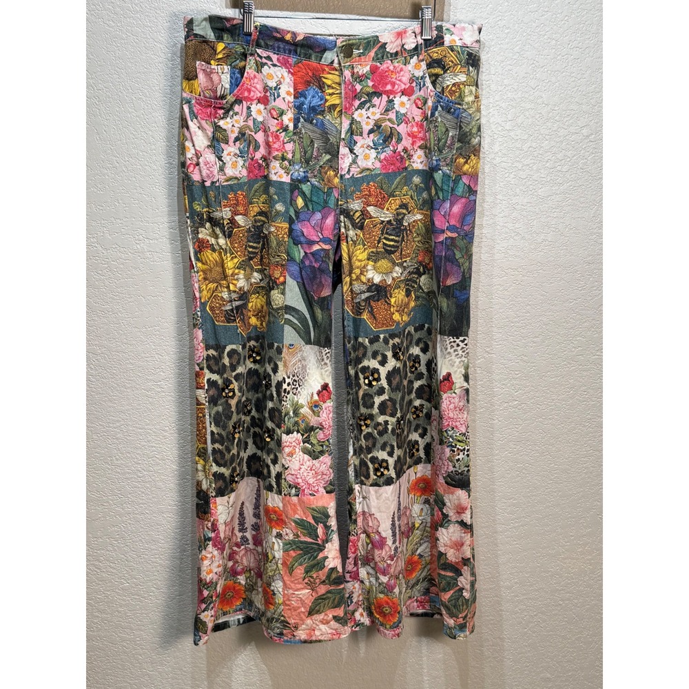 Wide Leg Floral & Animal Print Pants - Multicolor